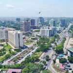 Vue aerienne du quartier d'affaires d'Accra